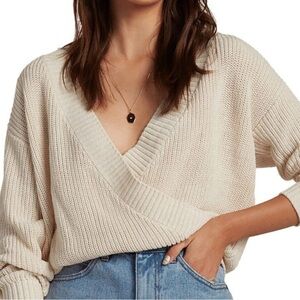 Billabong bring it across wrap sweater faux wrap size small